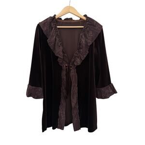 Velvet Cardigan Womens Whimsigoth Fairy Grunge Romantic Chocolate Brown